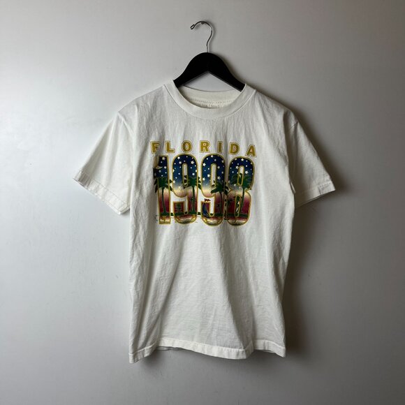 1998 Vintage 90s Florida T Shirt White Medium M USA Beach Graphic Tee Solid Logo - Picture 9 of 13